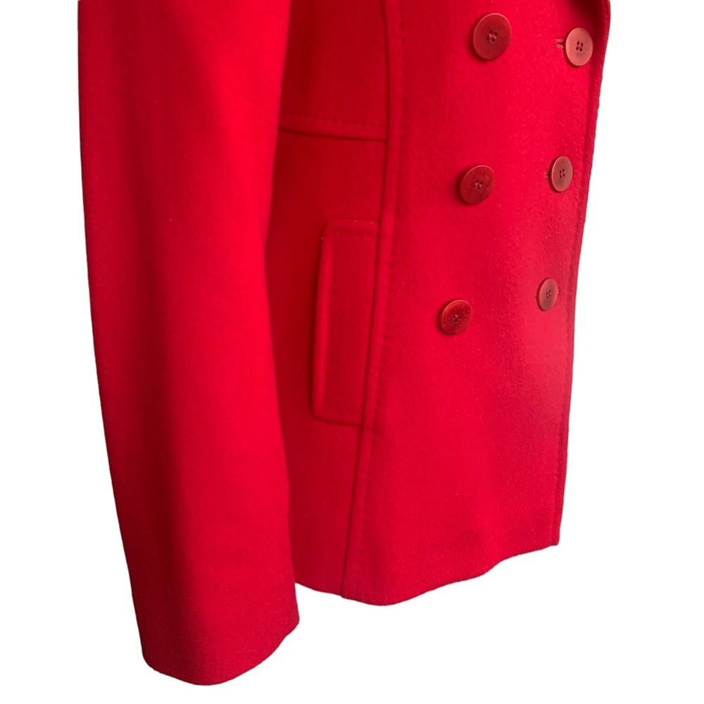Fleurette Loro Piana Red Wool Double Breasted Pea Coat Womens Size 6 - Picture 4 of 14